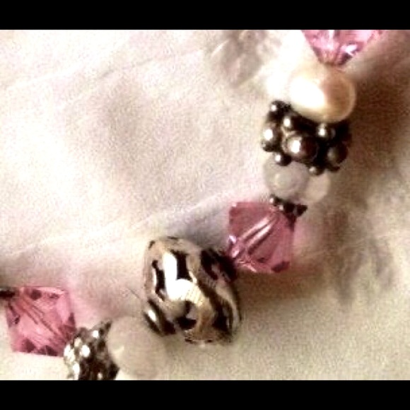 Gorgeous Handmade Pink Swarovski Crystal & Sterling Bali Beads Gorgeous! - Picture 4 of 4